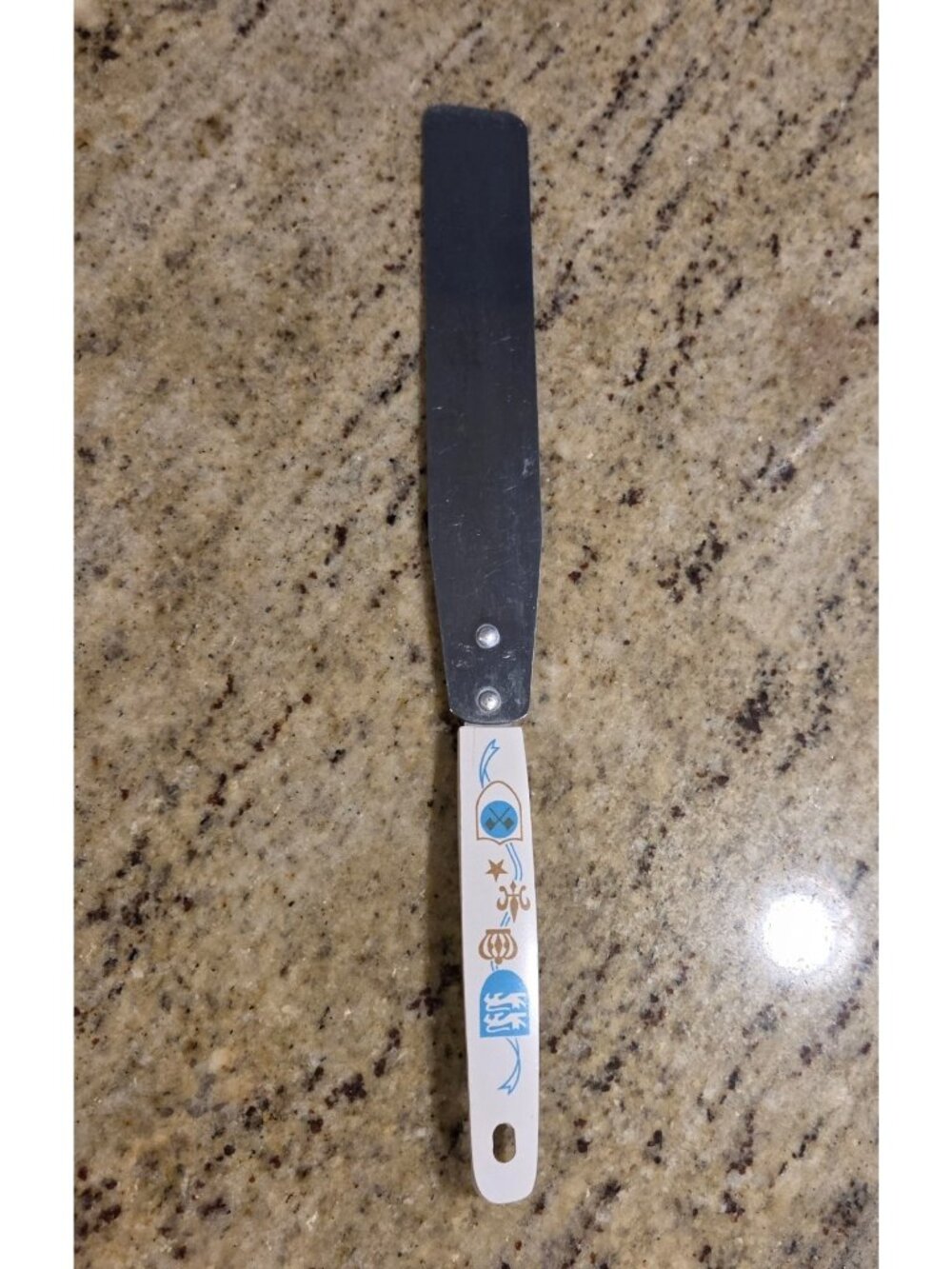 Vintage MCM Icing Spatula Japan Crown Tiger Cat Fleur De Lis Blue
